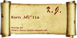Korn Júlia névjegykártya
